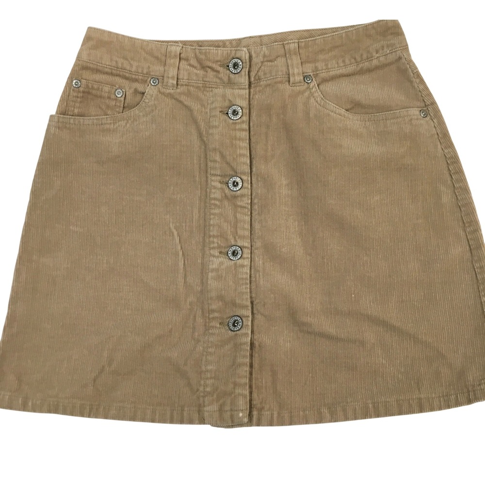 Gap Corduroy Button Front Mini Skirt Women's 8 Tan Vintage 90s Preppy Academia